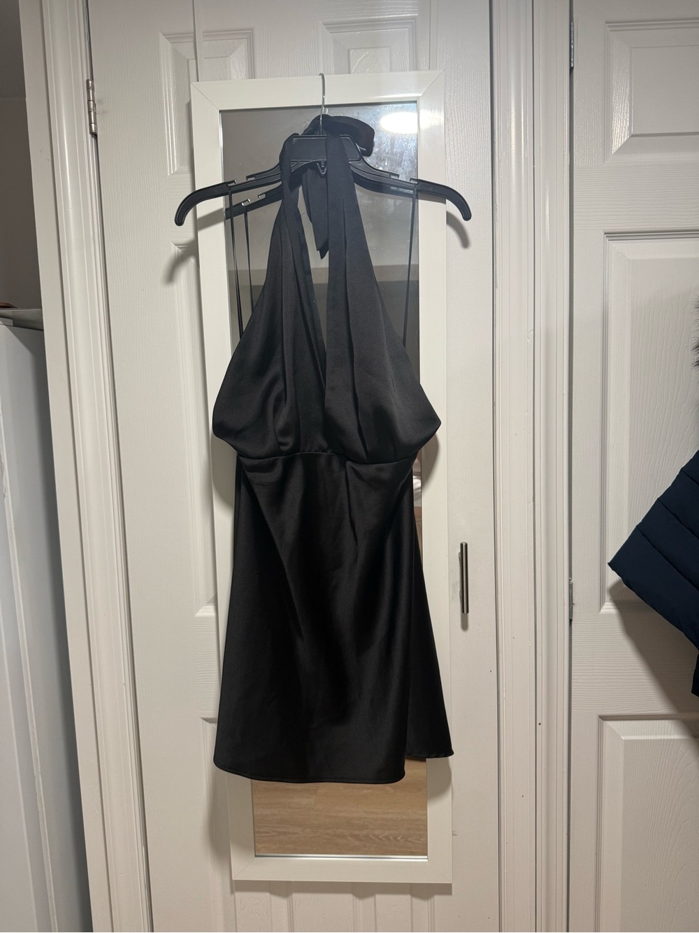 Zara Black Satin Halter Mini Dress